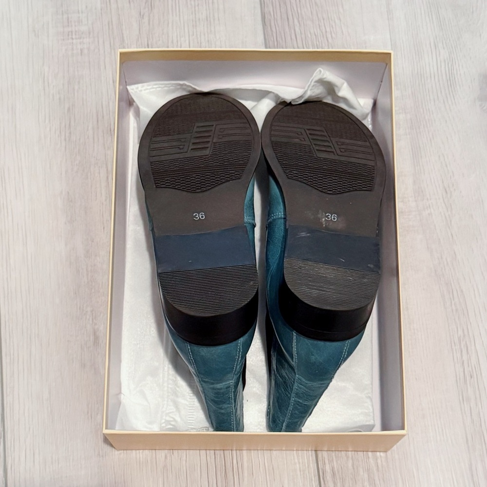 Ultra comfortable genuine leather booties in turquoise NIB - Picture 5 of 5